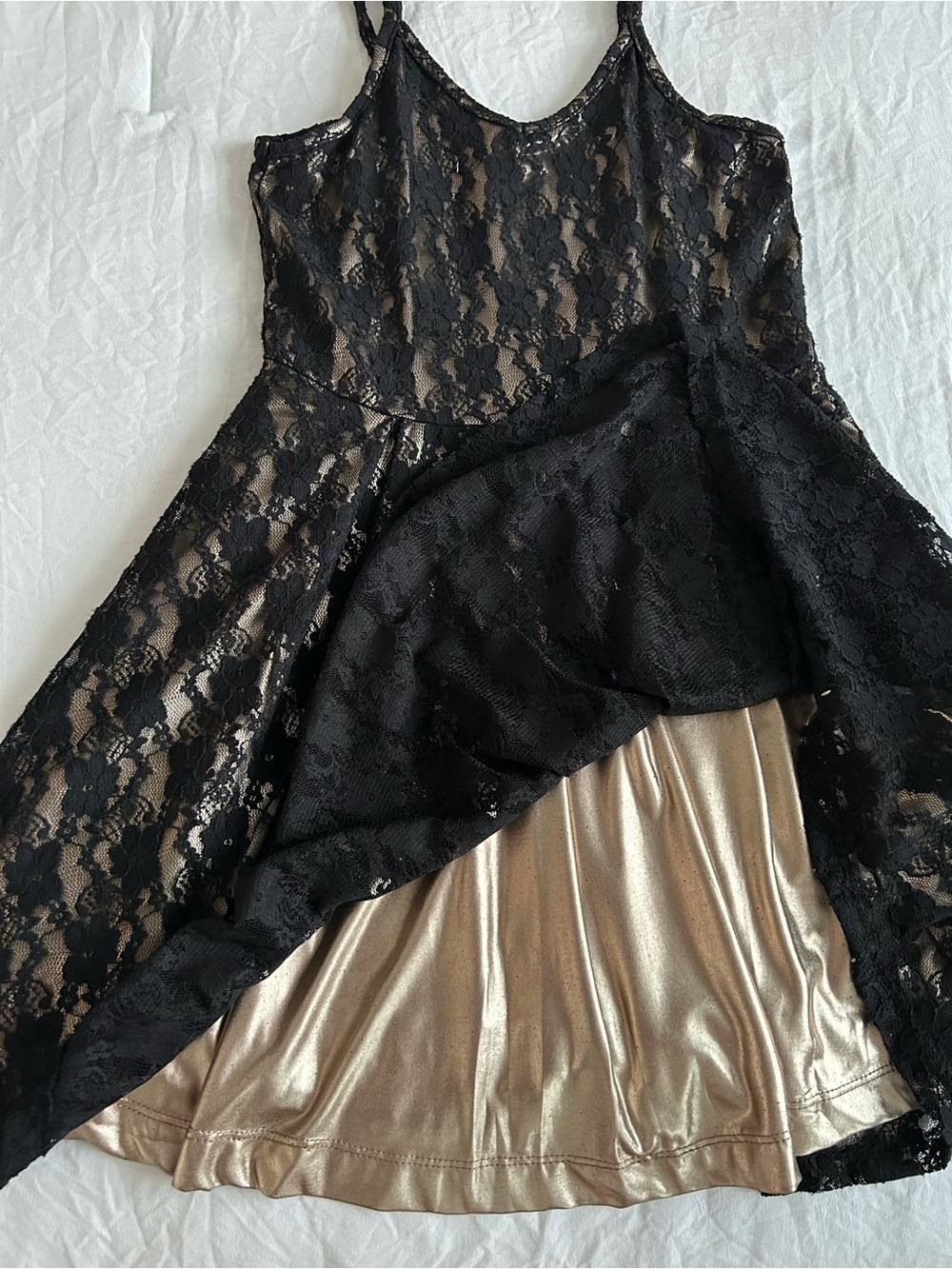 btween Black Lace Overlay Formal Dress with Nude Lining - Picture 2 of 6